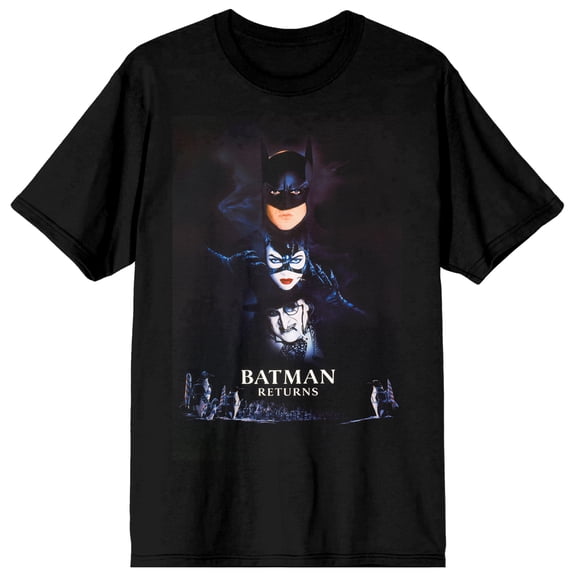 Batman Returns Movie Poster Art Men's Black Crew Neck Short Sleeve T-shirt-Small