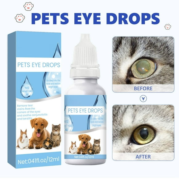 Riforla Pet Eye Drops Tear Stain Remover for 12ml Pet Eye Drops Cat and Dog Eye Cleaning Eye Care Pet Eye Wash Tear Removal Solution Pet Supplies Sky Blue