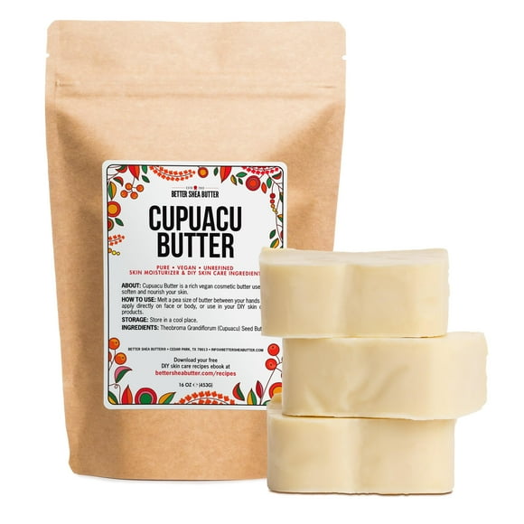 Better Shea Butter Cupuacu Butter Raw, Pure & Unrefined for Hair Growth & Dry Skin on Body and Face - Brazilian Body Butter Base for DIY Butter, Lotion Base and Soap Mak
