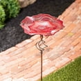 thumbnail image 3 of Evergreen 30"H Glass Bird Bath with Garden Stake, Red Swirl- Fade and Weather Resistant Outdoor Decor for Homes, Yards and Gardens, 3 of 5