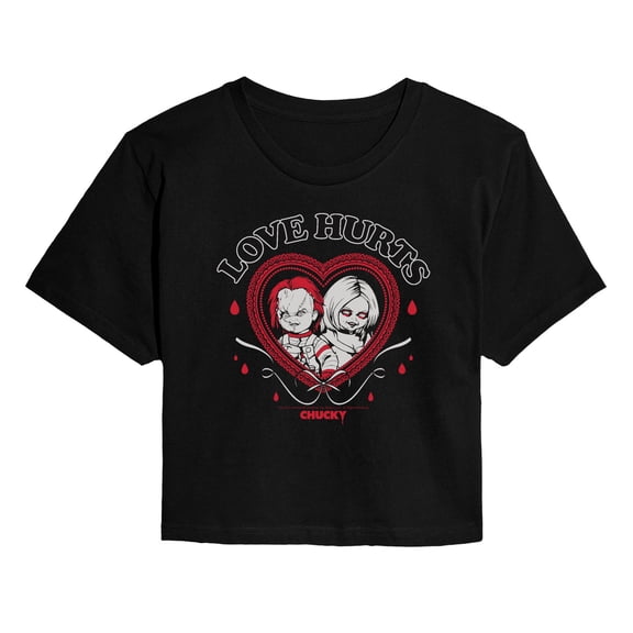 Chucky - Love Hurts - Juniors Cropped Graphic T-Shirt