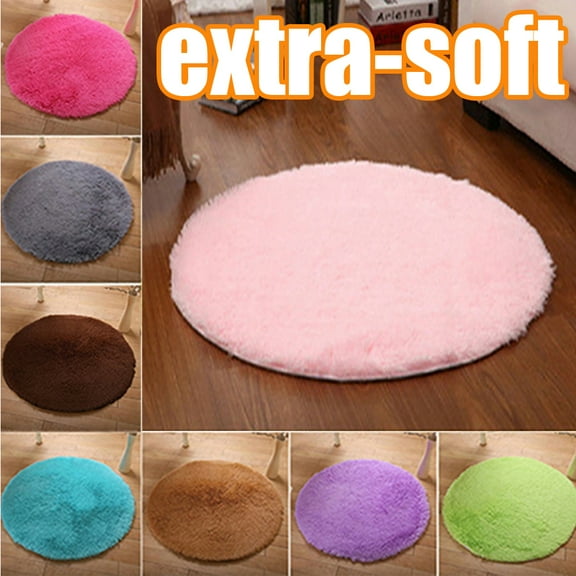 Cheers.US Round Fluffy Area Rugs for Kids Bedroom Living Room, Shaggy Cute Circle Nursery Carpet for Baby Girls Room Dorm Fuzzy Home Decor Circular Carpet，Different Size