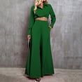 thumbnail image 4 of YHAJDS Two Piece Set for Women,Womens Pants Suit Solid Color Long Sleeve Lapel Knit Sweater Top with Pants Ladies Warm Fall Winter Fashion Casual Suit, 4 of 5