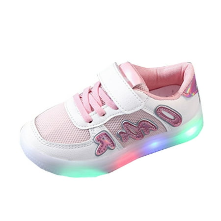 

KaLI_store Children s Casual Shoes Boys Breathable Non-Slip Light Sneakers Unisex Luminous Sneakers for Girls Sport Running Sneakers Pink 3-3.5 Years