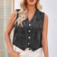 thumbnail image 5 of Diufon Denim Vest for Women Sleeveless Button Down Jackets V Neck Solid Color Tanks with Pockets, 5 of 7