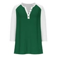 thumbnail image 4 of Cowsor Girl's Casual 3/4 Sleeve T Shirts Button V Neck Tunic Blouses Color Block Basic Tee Tops Loose Fit Summer Shirt, 4 of 6