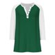 thumbnail image 4 of Cowsor Girl's Casual 3/4 Sleeve T Shirts Button V Neck Tunic Blouses Color Block Basic Tee Tops Loose Fit Summer Shirt, 4 of 6