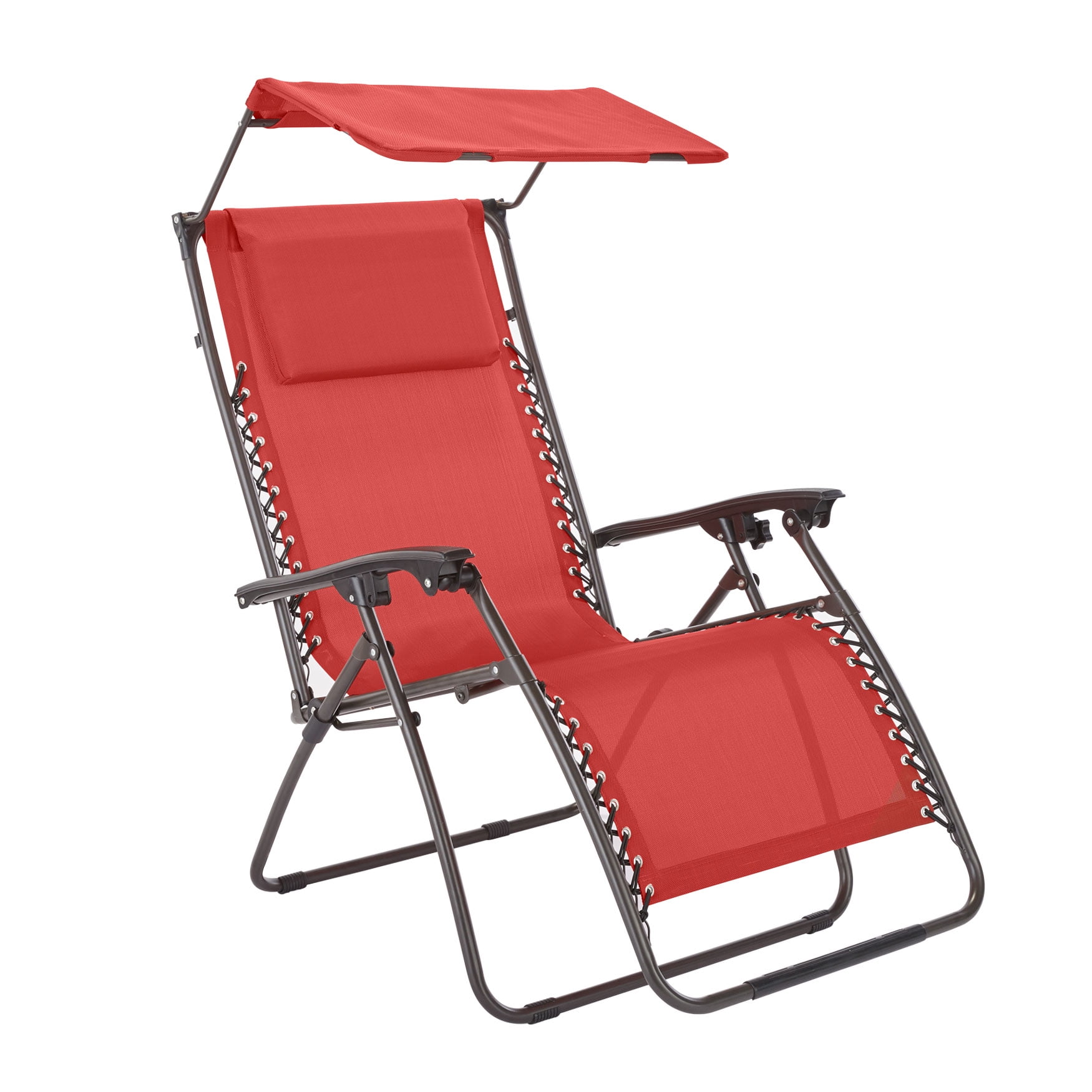 BrylaneHome Zero Gravity Chair With Canopy Folding Patio Lounger Chair, Geranium Orange