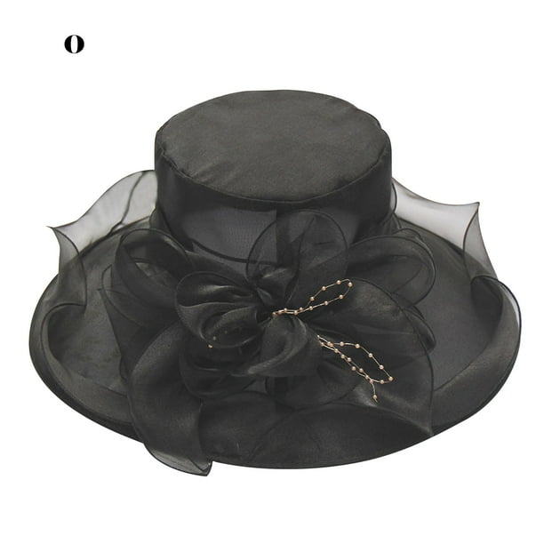 Flor Red Hilo Sombrero para el sol Playa Protector solar Sombrero para el sol Mujer Organza Sombrero de copa Wmkox8yii jkg5766