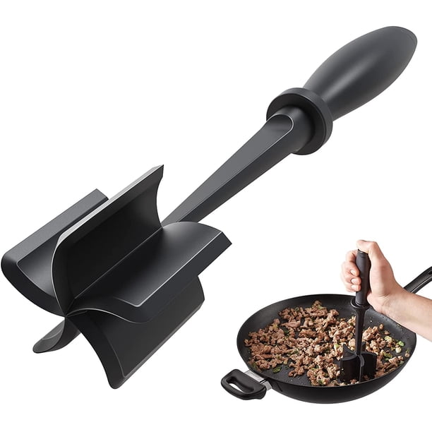 Rebanadora de carne, trituradora de hamburguesas, machacadora y trituradora premium resistente al calor para carne de hamburguesa, carne molida de res, pavo molido y más, herramientas y tenedores para triturar carne molida de nailon, trituradora de mezcla antiadherente Ormromra JQWJ215