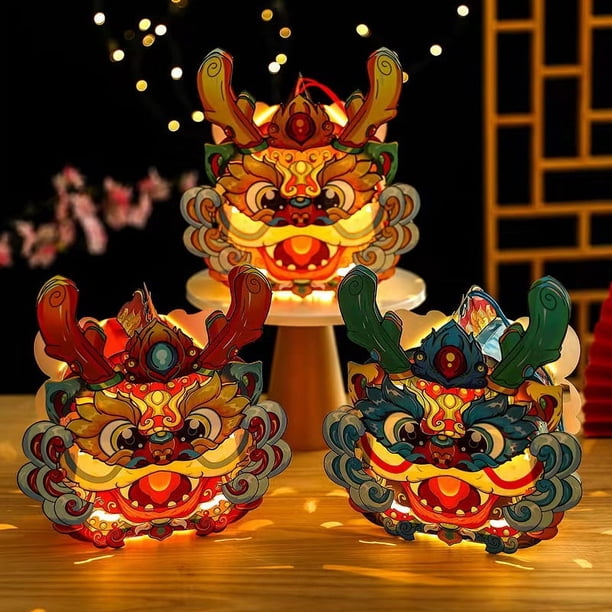 Linterna de dragón para el Festival del Barco del Dragón, linterna de PVC, linterna de papel de marea nacional, linterna luminosa portátil para niños hecha a mano para el Festival del Medio Otoño