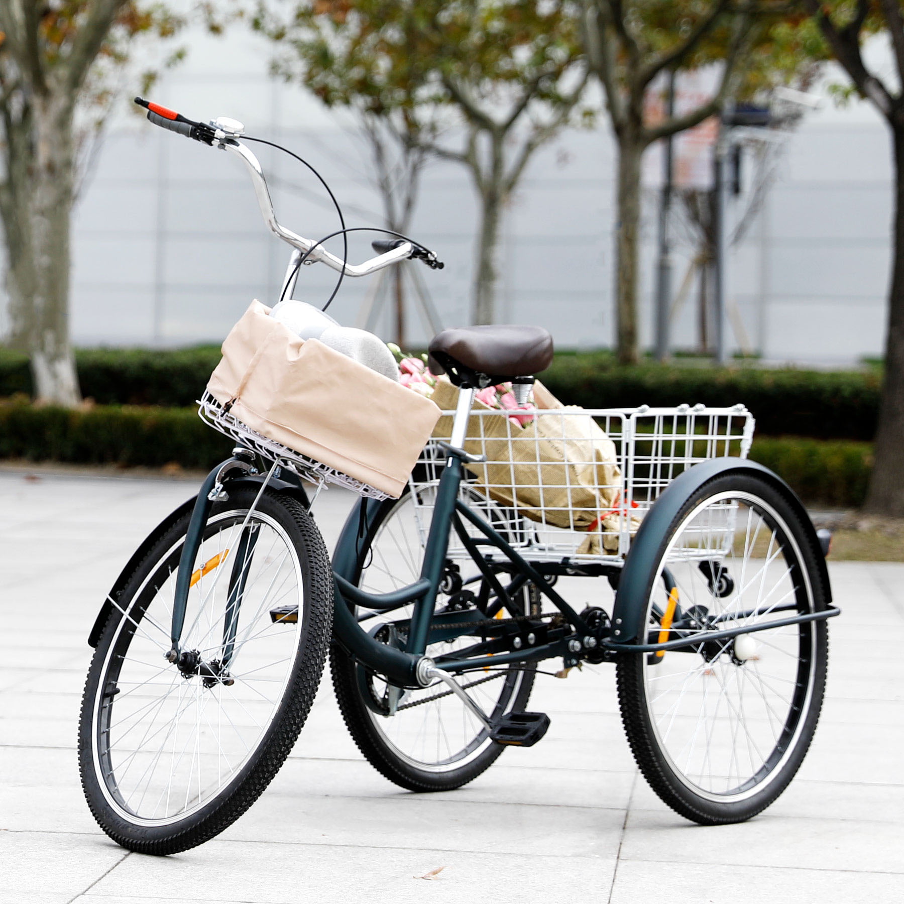 20/26/24" 7 Speed Tricycle 3Wheel Trike Cruiser Bicycle Basket for Shopping 