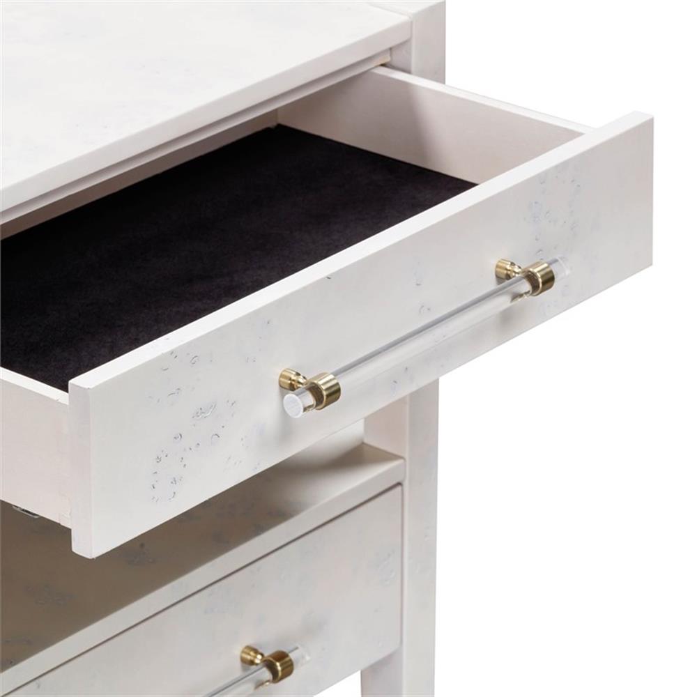 Maklaine Engineered Wood White Nightstand Rectangular 26"W Assembled