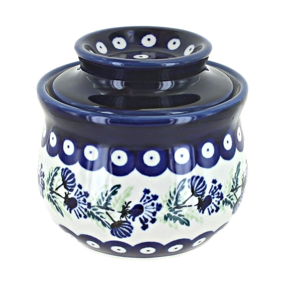 Blue Rose Polish Pottery Sweet Annie French Butter Dish