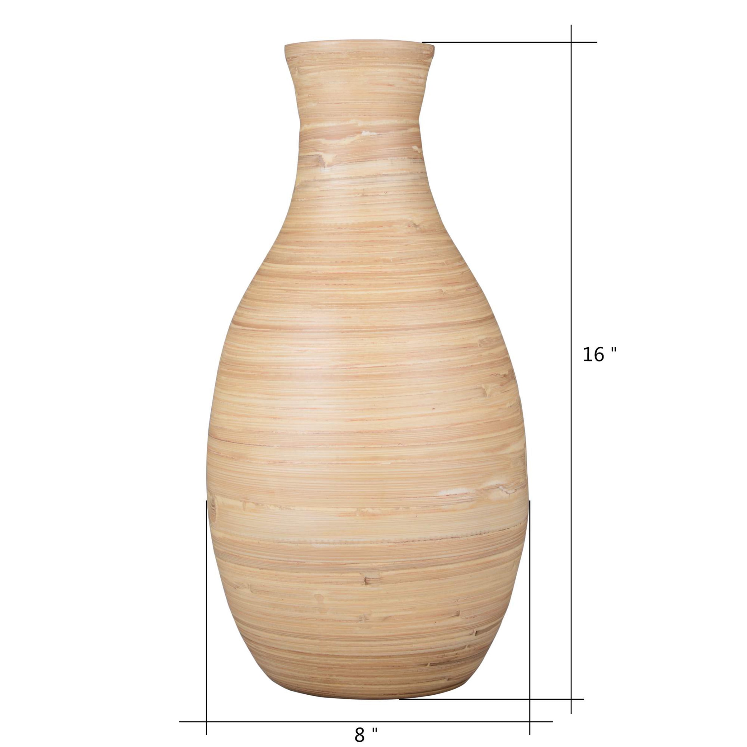 Villacera Handcrafted 16? Tall Natural Tan Bamboo Vase Decorative