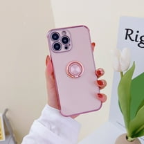 Dteck for iPhone 13 Mini 5.4 Inch Slim Case, Soft TPU Luxury Shiny Ring Holder Plated Edges Shockproof Scratch Resistant Case for iPhone 13 Mini,Pink