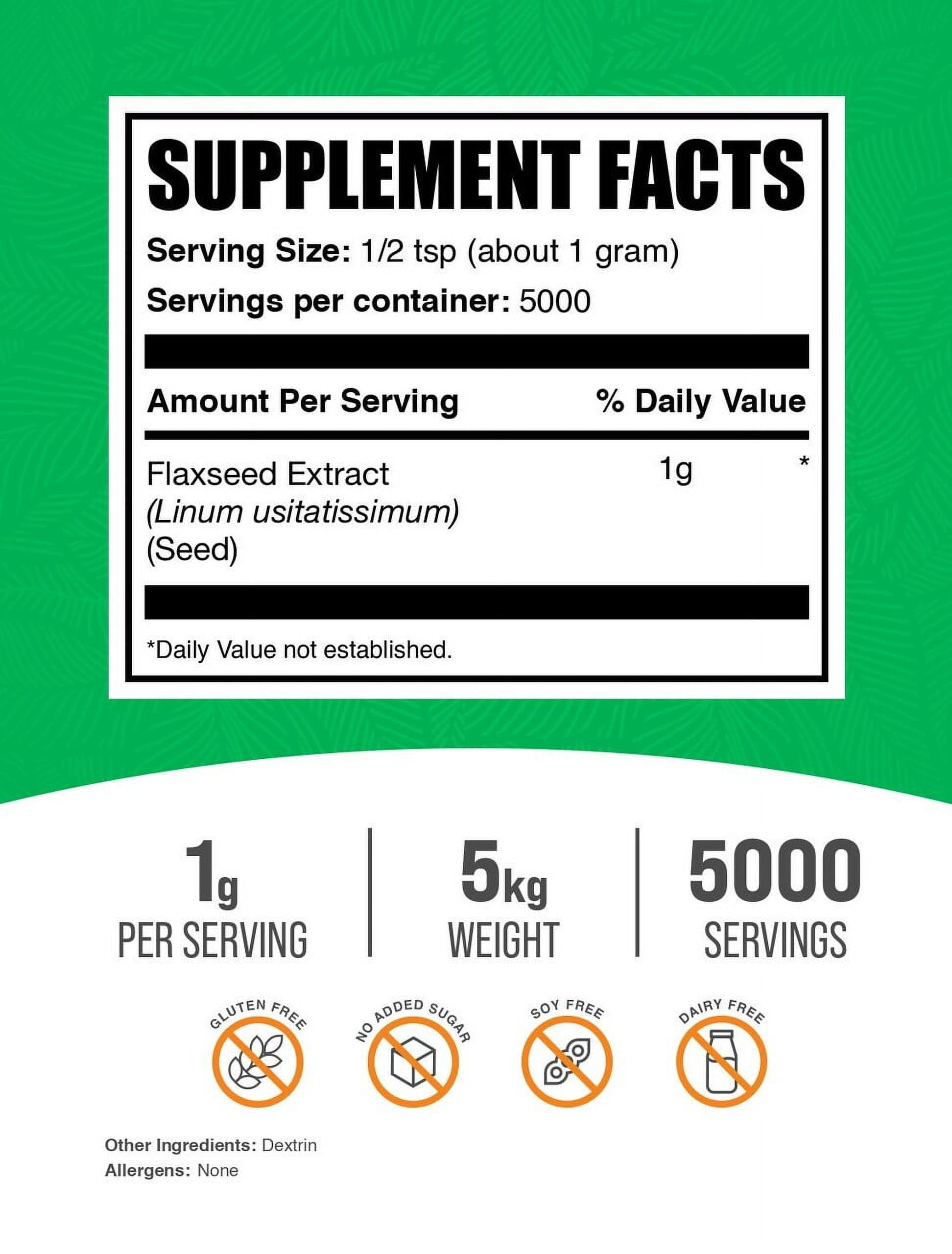 BulkSupplements Flaxseed Extract Powder - 1g per Serving - 5 Kilograms (11 lbs) - 5000 Servings