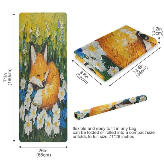 BZSMCE Yoga Mat Women Sleeping Fox Among Flowers Fitness Mat