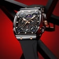 thumbnail image 3 of OLEVS Watches for Men Chronograph Waterproof Luxury Dress Quartz Silicon Strap Multifunction Moon Phase Calendar Luminous Men Wrist Watches Reloj Para Hombre Black/Red, 3 of 14
