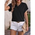 thumbnail image 5 of Womens Summer Top V Neck Short Sleeve Casual Blouse T Shirts Cute Loose Fit Trendy Basics Tees Black XXL, 5 of 8