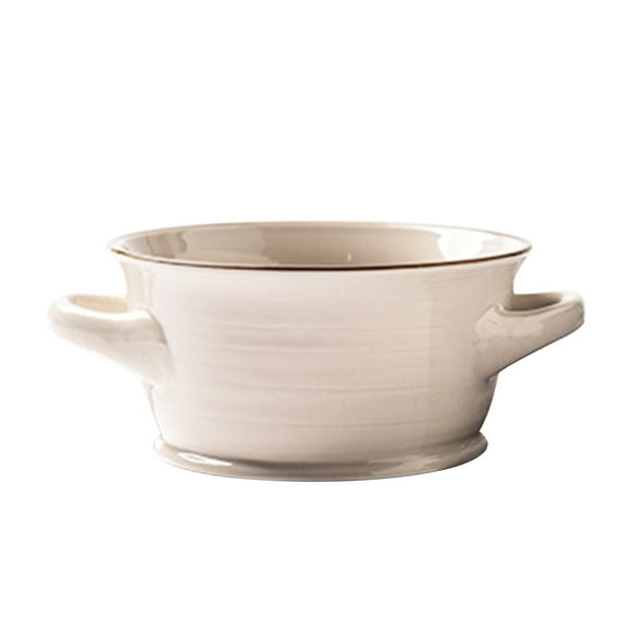 Qeeadeea Tasses à Bouillon, Bols à Soupe à l'Oignon Français avec Poignées, Bols à Soupe Français Résistants au Four, Bol à Soupe Micro-Ondes, Tasse à Soupe-Blanc-28oz, 6x6x3 Pouces
