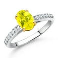 thumbnail image 2 of Gem Stone King 10K Yellow and White Gold Canary Mystic Topaz and White Lab Grown Diamond Engagement Ring for Women (1.74 Cttw, Oval 8X6MM, Gemstone Birthstone, Available in Size 5, 6, 7, 8, 9), 2 of 4