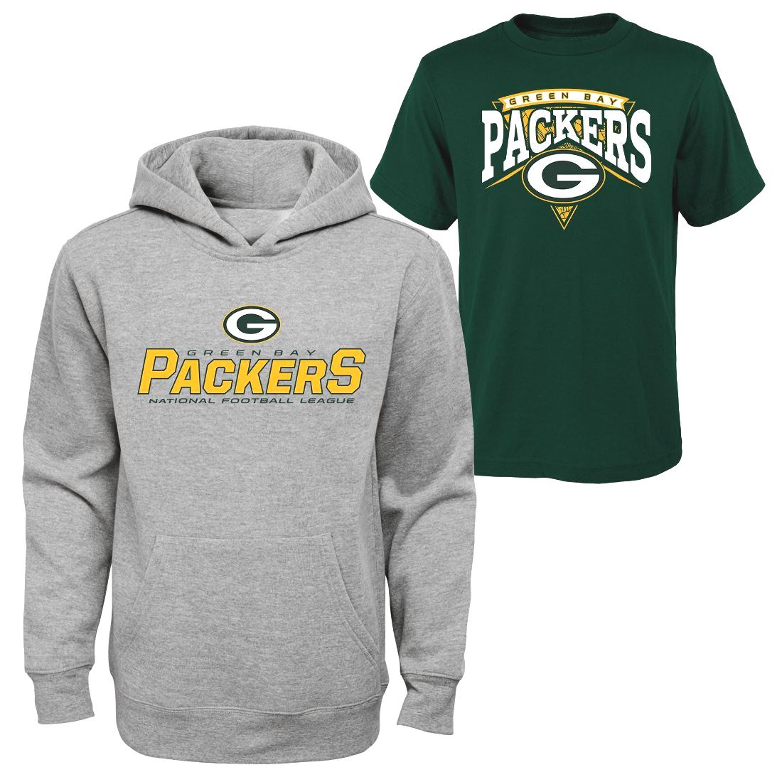 Green Bay Packers Youth NFL "Layered" T-Shirt & Hooded Sweatshirt Combo Set by Outerstuff