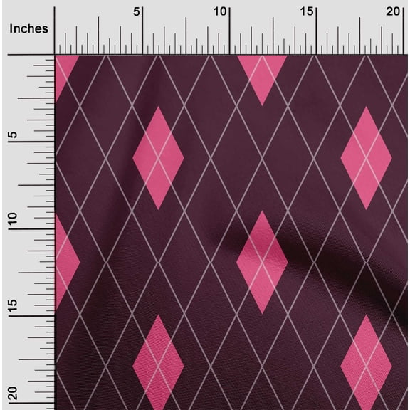 oneOone Viscose Chiffon Dark Brown Fabric Argyle Check Dress Material Fabric Print Fabric By The Yard 42 Inches Wide