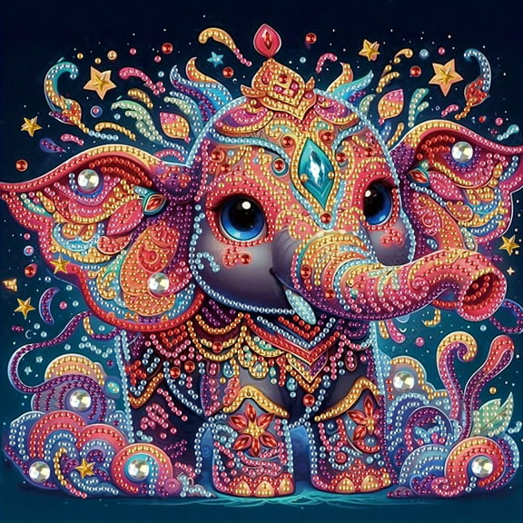 5D DIY diamond art painting kit, armour elephant special shape diamond canvas, namely can decompress and relax and can be used for home wall decoration