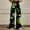Black, variant on Luowei Wide Leg Pants Woman High Waist Floral Patterned Pants Lightweight Loose Fit Casual Colorful Trouser Imitation Jeans, Green, M