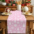 thumbnail image 4 of Table Runner 13x36in Inches Long, Abstract Geometric Tree StarLinen Washable Dresser Scarf Winter Snowflake on PinkKitchen Dinning Tablerunners for Holiday/Party/Wedding/Home Tables Decor, 4 of 9
