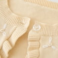 thumbnail image 3 of Girls Bolero Cardigan One-button Ruffle Open Front Cotton Knit Crop Shrug Jacket Toddler Kids Fall Spring Clothes (6 Years, Beige), 3 of 6