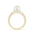 thumbnail image 2 of ANGARA Freshwater Cultured Pearl Ring with Flush-Set Diamonds in 14K Yellow Gold for Women | June Birthstone, Birthday, Anniversary, Jewelry Gift for Women | Pearl Ring, 2 of 8