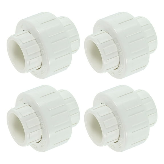 4Pack 1/2" Union Coupling Pipe Fitting (Socket x Socket), Union Coupling Adapter, Schedule 40 EPDM O-Ring for Irrigation, Pool System, Indoor Plumbing Project (White)