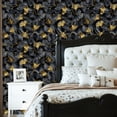 thumbnail image 6 of Peel and Stick Wallpaper Metallic Gold Ginkgo Vine Geometric Decor Wall Mural 23.6in x 9.8ft Self Adhesive Removable Wall Paper Renter Friendly Wallpaper for Nursery Bedroom Cabinets, 6 of 8