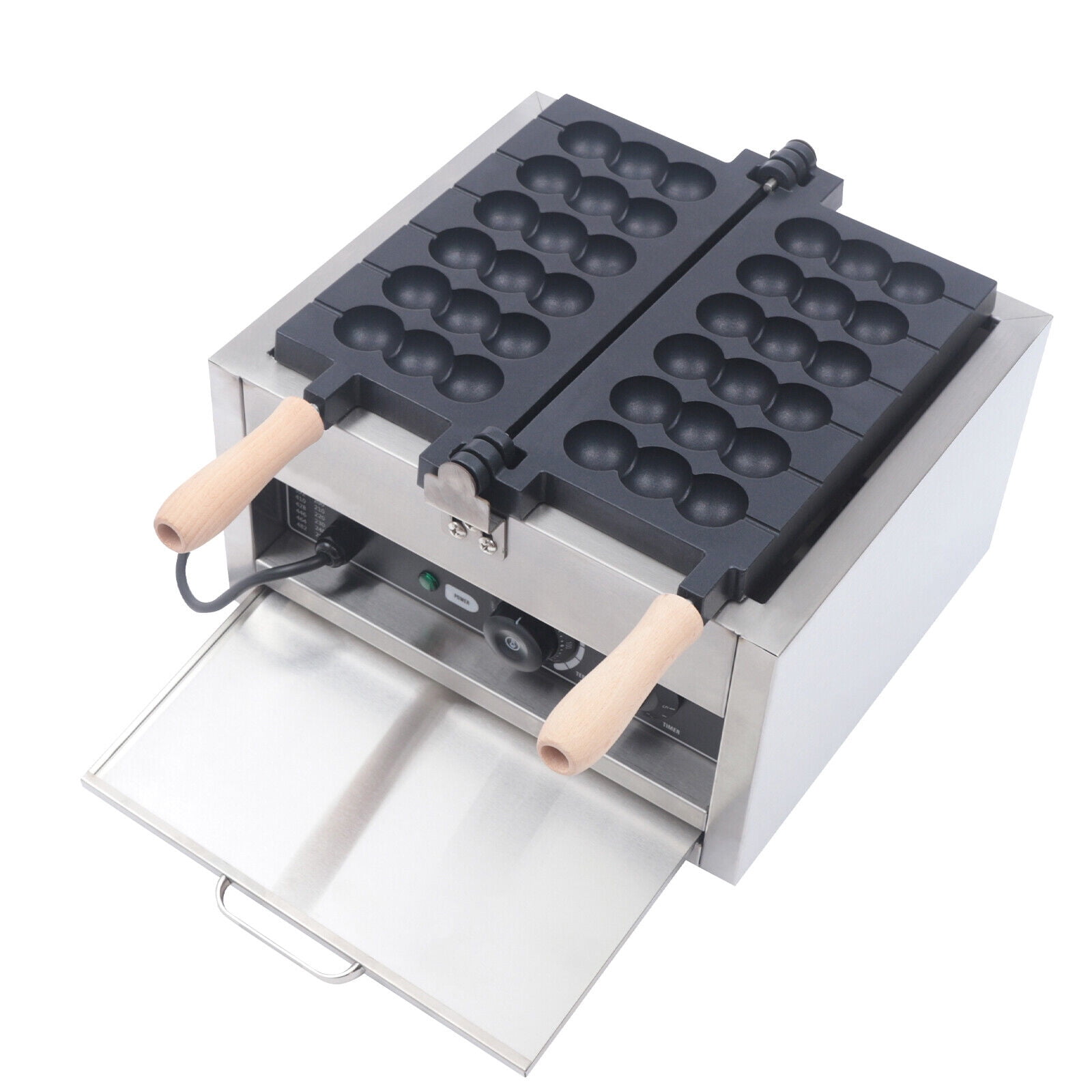 Miumaeov 6 Grids Commercial Waffle Maker Electric Non-stick Bubble Pancake Baking Machine 1400W 110V
