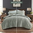 thumbnail image 2 of Regency Heights Full Size Bed in a Bag, 9 Pieces Green Plaid Comforter Set with Sheets and Side Pockets, Reversible Bedding Sets for All Seasons, 2 of 11