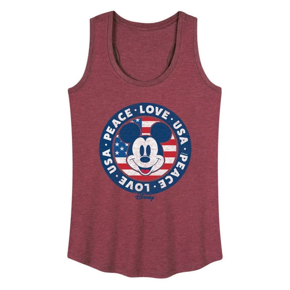 Disney - Americana - Mickey Peace Love Usa - Women's Racerback Tank Top