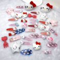 thumbnail image 3 of 12pcs Lovely Cartoon Sanrio Hello Kitty Decorative Hair Barrettes Elastic Hair Loops Hair Side Clips Plush Hair Decoration For Women And Girls Wear, 3 of 3