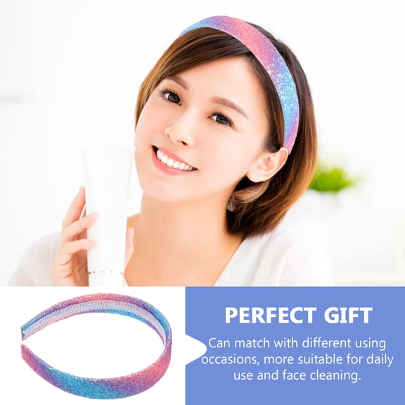 FRCOLOR Multi Color Sparkly Girls Hairband Made from Artificial Leather for Daily Use and Makeup Decor Size 1.5 Inch