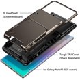 thumbnail image 4 of Case for Galaxy Note 10 Case Wallet 4-Slot Pocket Credit Card ID Holder Scratch Resistant Dual Layer Protective Bumper Rugged Rubber Armor Hard Shell Cover for Samsung Galaxy Note 10 Gun Metal, 4 of 11