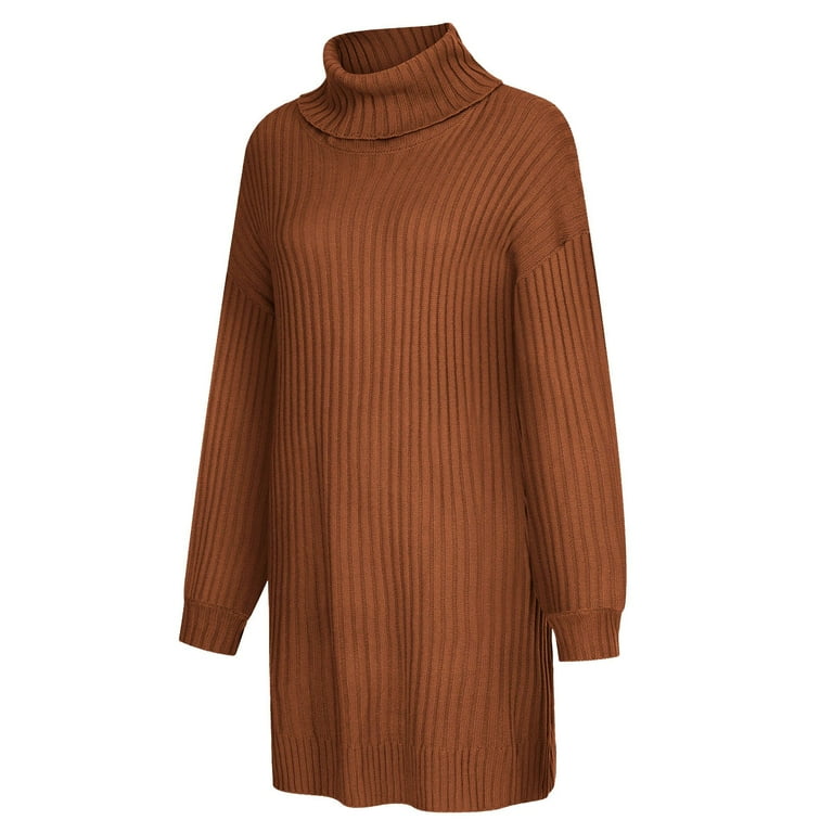 Dailytrove Women's Turtleneck Fit & Flare Dress, Long Sleeve, Casual Office & Evening Wear, Soft Wool Blend, Relaxed Fit, Plus Size Friendly, Size: DT Dailytrove Women's Turtleneck Fit & Flare Dress, Long Sleeve, Casual Office & Evening Wear, Soft Wool Blend, Relaxed Fit, Plus Size Friendly, Size: DT