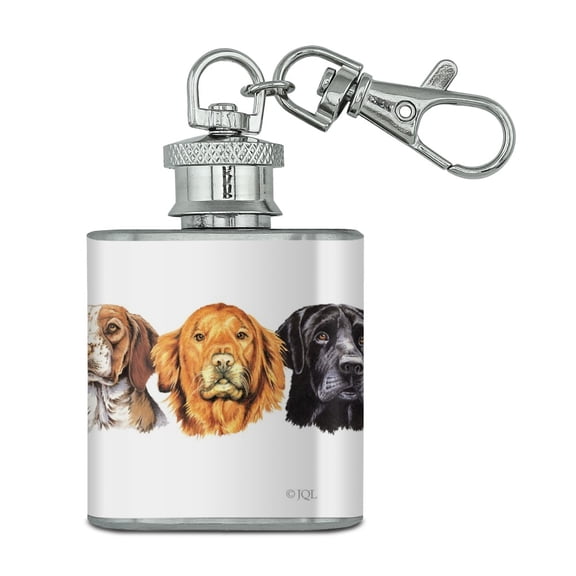 Hunting Breed Dogs Stainless Steel 1oz Mini Flask Key Chain