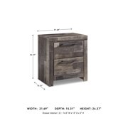 Signature Design by Ashley Derekson Two Drawer Nightstand – Multi-Gray, Rustic Pine Grain, USB Charging, Modern Urban Style