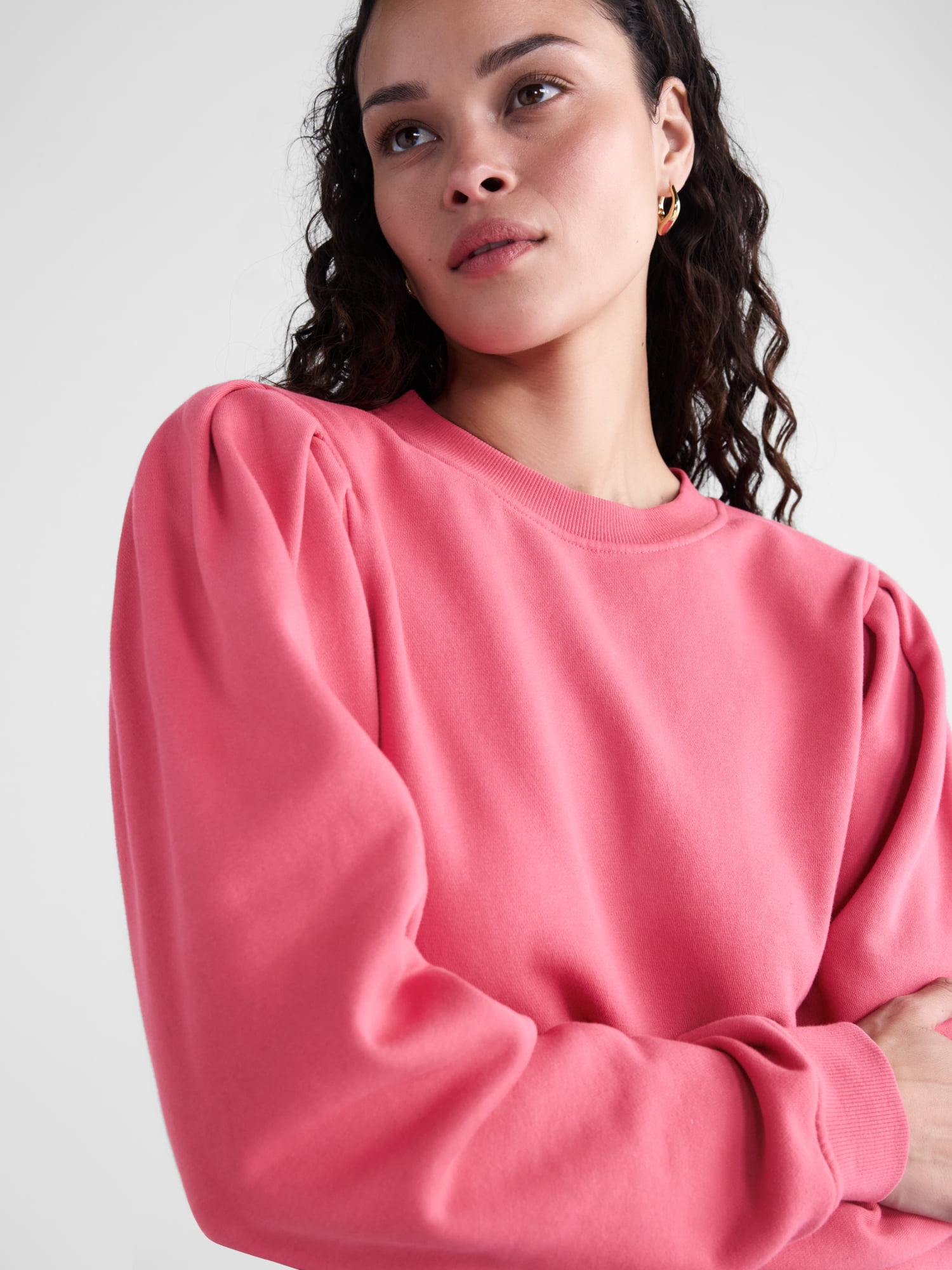 Scoop Women’s and Women's Plus Pleat Shoulder Sweatshirt, Sizes XS-4X