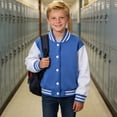 thumbnail image 6 of GiLiling Kids Color Block Baseball Jacket for Boys Girls, Lightweight Button Coat with Pockets, Casual Daily School Outerwear Top Wear (Blue, 9-10 Years), 6 of 7