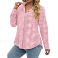 thumbnail image 4 of Fantaslook Plaid Button Down Shirts for Women Dressy Casual Long Sleeve Shirts Collared Work Blouses Tops, 4 of 10
