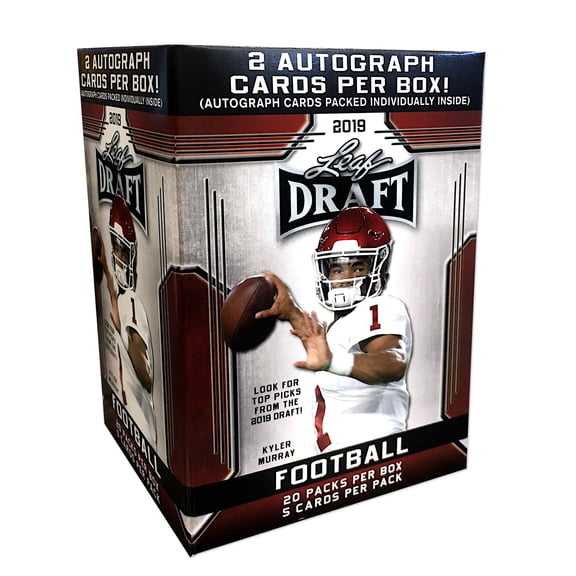 Collectible 2019 Leaf Draft Picks NFL Football Value Box- 2 Autographs Per Box| 20 packs included | Featuring Kyler Murray