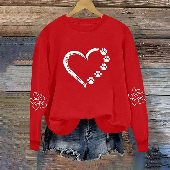 Zorckvet Sweatshirts for Women Pullover Heart Graphic Shirts Crewneck Plus Size Fashion Valentine Trendy Long Sleeve Womens Tops