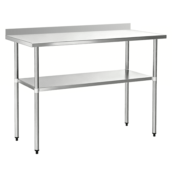 30" x 72" 18-Gauge Stainless Steel Commercial Work Table with 4" Backsplash and Undershelf